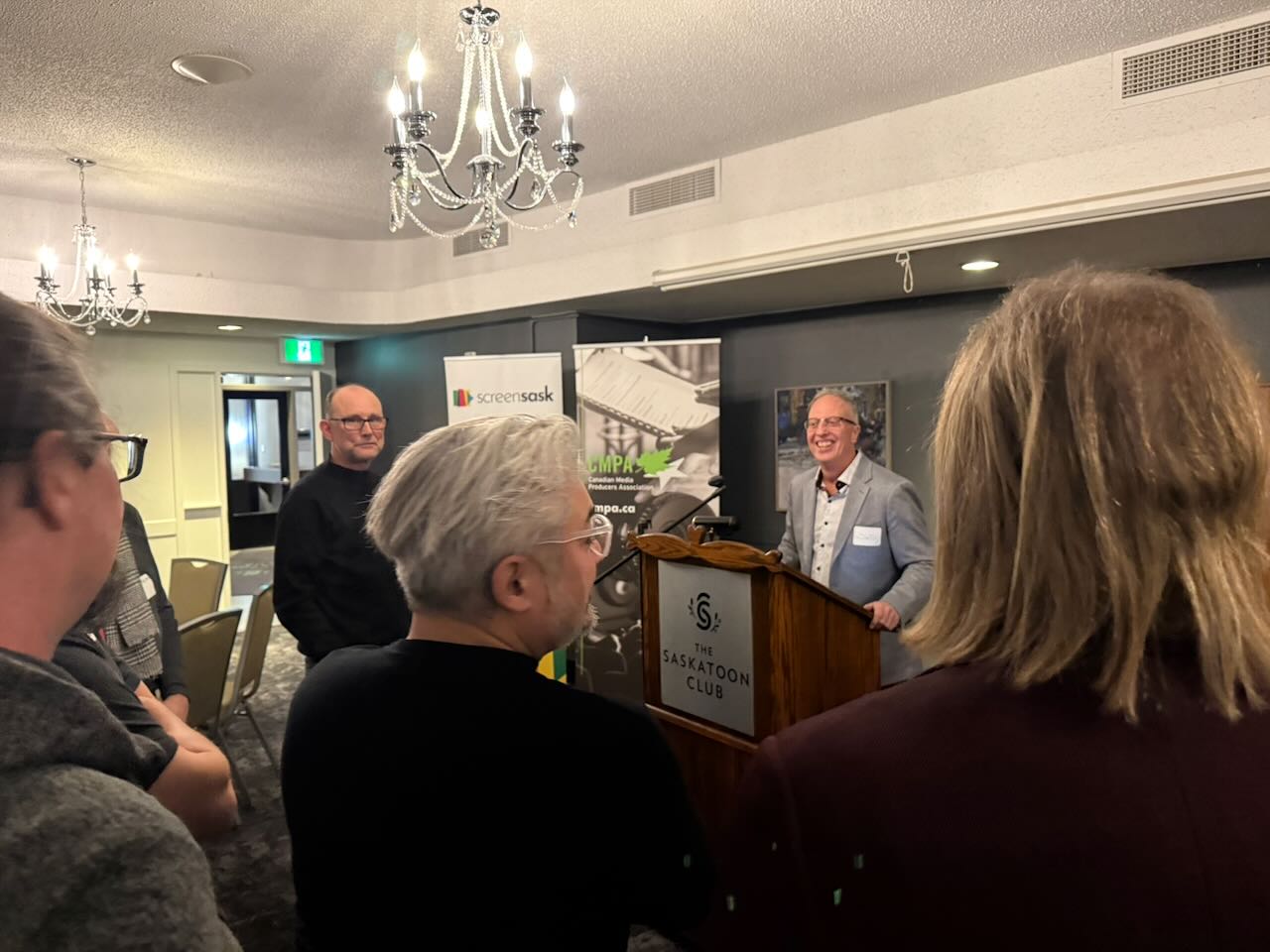 CMPA Board Member Wally Start speaks at the CMPA Community+Connects event in Saskatoon.